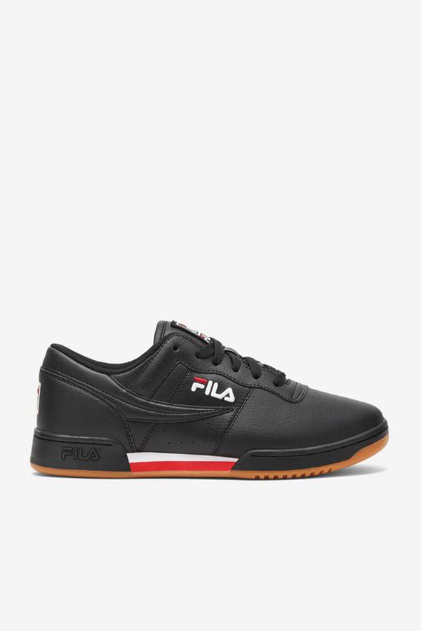 Zapato De Tenis Fila Hombre Negras / Rojas / Blancas - Original Fitness Red Leather - España 702139X